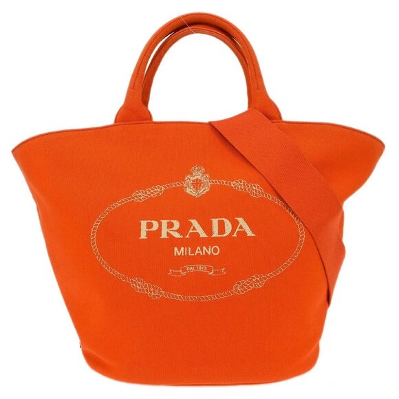 Prada Orange Canvas Canapa 2way Tote Handbag - Picture 1 of 10